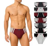 BRUBAKER Pack de 7 Slips de Deporte para Hombre de Algodón - Pantalones Retro sin Abertura - Ropa Interior Masculina para Diario y Deporte - Mix de Colores Rojo, Negro, Gris, Blanco - Talla XXL