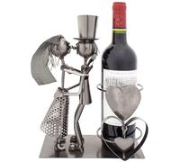 BRUBAKER Pareja de Boda Portabotellas Vino Metal Hecho a Mano Hermoso Regalo