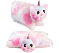 BRUBAKER Peluche Almohada Unicornio - 2 en 1 Peluche y Almohada de Peluche - 40 x 30 cm Cojín Decorativo - Cojín Infantil de Peluche Plegable con Velcro - Almohada Mascota Cojín Unicornio - Colorido