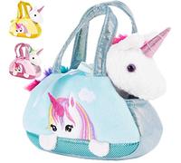 BRUBAKER Peluche de Unicornio Arco Iris en el Bolso - 20 cm - Peluche en un maletín de Transporte - Azul Menta