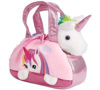 BRUBAKER Peluche de Unicornio Arco Iris en el Bolso - 20 cm - Peluche en un maletín de Transporte - Rosado