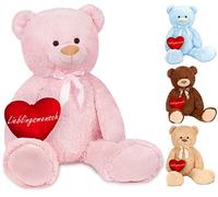 BRUBAKER Peluche Gigante XXL - Oso/Osito - 100 cm - Rosa - Corazón de Felpa 'Lieblingsmensch' Incluido