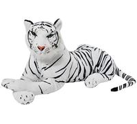 BRUBAKER Peluche Tigre 45 cm Juguete Suave - Acostado Juguetes de Peluche - Blanco