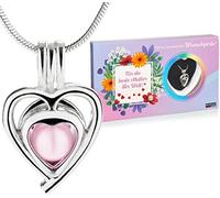 BRUBAKER Perla de los Deseos para Die beste Mama der Welt (Alemán) - Collar con Colgante de Corazón de Plata - Concha con Perla Real como Set de Regalo para Mamá para el Día de la Madre