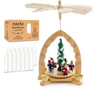 BRUBAKER Pirámide de Navidad, incluye 50 velas piramidales blancas, 30 cm, pirámide de madera, árbol de Navidad con escena de invierno, pirámide de 1 piso, pirámide de mesa con figuras de madera