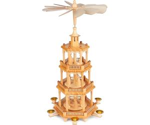 BRUBAKER Pirámide Navideña de Madera de 55 cm de Altura - Pirámide de Mesa Giratoria con Figuras Navideñas de Madera - Pintada a Mano - Decoración Navideña - Naturaleza Marrón
