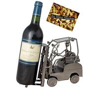 BRUBAKER Porta botella de vino apilador conductor - Decoraciónn soporte de botella de metal - con tarjeta de saludo