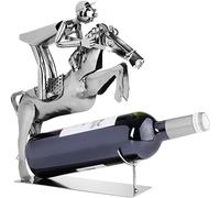 BRUBAKER Porta botella de vino saltadore - Decoración soporte de botella de metal - con tarjeta de saludo