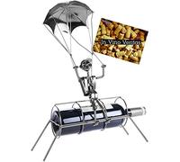 BRUBAKER Porta Botella de Vino - Salto en Paracaídas Paracaidistas - Portabotellas de Metal Decoración con Tarjeta de Felicitación - Regalo de Vino