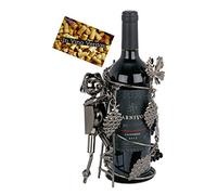 BRUBAKER Porta Botella de Vino - Viticultor - Portabotellas de Metal Decoración con Tarjeta de Felicitación - Regalo de Vino