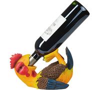 BRUBAKER Porta Botellas de Vino Gallo Sediento - Porta Botellas Animales Borrachos - Soporte para Botellas Divertido - Figurilla de Granja Pintada a Mano Accesorios para el Vino Regalo para el Vino