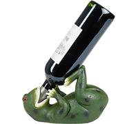 BRUBAKER Porta Botellas de Vino Rana Sedienta - Porta Botellas Animales Borrachos - Soporte para Botellas Divertido - Figurilla Deco Pintada a Mano Accesorios para Bar de Vino