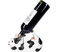 BRUBAKER Porta Botellas de Vino Vaca Sedienta - Porta Botellas Animales Borrachos - Soporte para Botellas Divertido - Figura Deco Granja Pintada a Mano Accesorios para Bares de Vino - Regalo de Vino