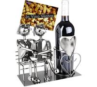BRUBAKER Portabotellas Amantes Gay en el Banquillo - Soporte para Botellas de Vino de Plata - Soporte de Botella Figura Metálica Amor Entre Hombres - Escultura de Metal con Tarjeta de Regalo