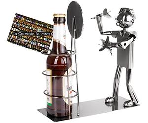 BRUBAKER Portabotellas de Cerveza Campeonato de Dardos - Escultura de Metal Soporte de Botella Diana - Figura de Metal Cerveza Regalo para Jugadores de Dardos y Aficionados a los Dardos
