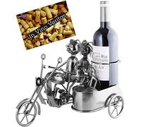 Brubaker Portabotellas de Metal con diseño de Pareja de Motocicleta con Perro en Sidecar, Incluye Tarjeta de felicitación