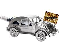 BRUBAKER Portabotellas de Vino Coche Vintage - Portabotellas de Metal Coche Nostálgico - Decoración de Botellas de Vino de 32 cm - Objeto Deco Botellero con Tarjeta de Felicitación