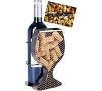 BRUBAKER Portabotellas de Vino Con Almacenamiento de Corchos - Decoración de Metal Para Copas Con Caja de Colección - Portabotellas de Objetos