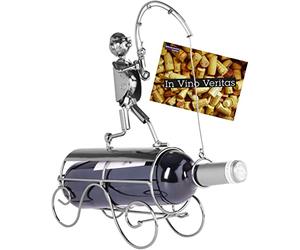 BRUBAKER Portabotellas de Vino con diseño de Red de Pescador - Escultura de Metal con Tarjeta de felicitación