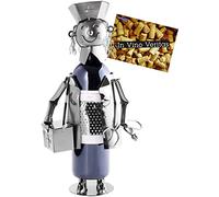 BRUBAKER Portabotellas de Vino Enfermera - Escultura de Metal Soporte de Botella - 23 cm - Regalo de Vino También para la Salud Enfermera - con Tarjeta de Felicitación