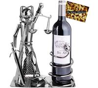 BRUBAKER Portabotellas de Vino Justitia con Serpiente - Escultura de Metal Soporte para Botellas - Figura de Metal Regalo de Vino para Abogados, Jueces - con Tarjeta de Felicitación