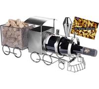 BRUBAKER Portabotellas de Vino Locomotora - Escultura de Metal Soporte para Botellas - Figura de Metal de 42 cm Regalo de Vino para Maquinistas y Aficionados Al Ferrocarril