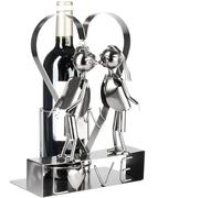 BRUBAKER Portabotellas de Vino Love Pareja de Enamorados en un Gran Corazón de Metal - Regalo de Vino de 29 cm para Parejas en Bodas o Aniversarios - Portabotellas con Tarjeta de Felicitación
