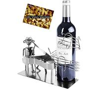 BRUBAKER Portabotellas de vinoo con piano - escultura de metal con tarjeta de felicitación