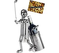 BRUBAKER Portabotellas Golfista Dando el Primer Golpe - Escultura de Metal Regalo de Golf para Golfistas Aficionados y Atletas - Portabotellas de Vino Decoración de Vino