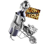 BRUBAKER Portabotellas Jardinero - Escultura Metálica Portabotellas - Regalo de Jardín para Los Amantes del Vino con Tarjeta de Felicitación