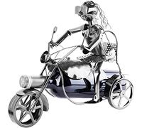 BRUBAKER Portabotellas Motociclista - Escultura de Triciclo Soporte de Botella - Regalo de Vino de Metal para Los Aficionados a Las Motos