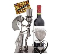 BRUBAKER Portabotellas para vino de dos piezas de diseño Boda - escultura de metal con tarjeta de felicitación