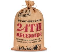 BRUBAKER Saco de Navidad 'Do not open until 24th December' - 80 cm Saco de Yute para Papá Noel con Cordón para Envolver Regalos