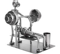 BRUBAKER Screw Man Bodybuilder Bench Press - Figura de Hierro Hecha a Mano Hombre de Metal - Figura de Metal con Soporte para Bolígrafo - Regalo para Deportes de Fuerza, Gimnasios, Atletas