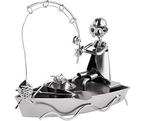 BRUBAKER Screwman Angler In Boat - Figura de Hierro Hecha a Mano Metalman Fishing - Figura de Metal Idea de Regalo para Pescadores y Pescadoras
