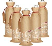 BRUBAKER Set de 10 Bolsas de Vino de Yute para Navidad - Merry Christmas - 36 cm x 17 cm - Saco de Vino de Regalo para Vino, Espumoso y Champán