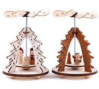 BRUBAKER Set de 2 pirámides de Navidad alemán de Nivel 1-2 Motivos: Angel y Nacimiento - pirámides de Madera de Mesa de 8 x 11,5 cm Cada una.
