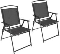 BRUBAKER Set de 2 Sillas de Jardín Bergamo - Camping - Gris Oscuro | Impermeable y Ahorro de Espacio - Silla de Balcón Plegable - Silla Plegable para Camping Jardín Terraza y Balcón