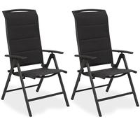BRUBAKER Set de 2 Sillas de Jardín Milano - Respaldo Alto Plegable - Respaldo Regulable en 8 Posiciones - Sillas Plegables Aluminio - Resistentes a la Intemperie - Antracita