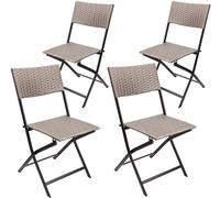 BRUBAKER Set de 4 Sillas de Jardín Toskana - Silla Plegable de Poliratán Impermeable y Robusta - Silla de Bistró - Silla de Camping para Jardín Balcón y Terraza - Silla de Camping - Gris Marrón