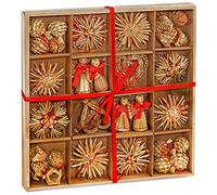 Brubaker Set de 48 estrellas de paja para árbol de Navidad - hasta 6,5 cm de grandes estrellas, corazones, ángeles