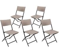 BRUBAKER Set de 5 Sillas de Jardín Toskana - Silla Plegable de Poliratán Impermeable y Robusta - Silla de Bistró - Silla de Camping para Jardín Balcón y Terraza - Silla de Camping - Gris Marrón