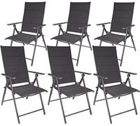 BRUBAKER Set de 6 Sillas de Jardín Riva - Respaldo Alto Plegable - Gris | Respaldo Regulable en 7 Posiciones - Sillas Plegables - Resistentes a la Intemperie