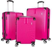 BRUBAKER Set de Maletas London - Juego de Viaje de 3 Piezas con Equipaje de Mano - Maletas Rígidas con Cerradura de Combinación, 4 Ruedas y Asas Cómodas - Trolley de ABS (M, L, XL - Rosa)