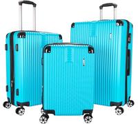 BRUBAKER Set de Maletas London - Juego de Viaje de 3 Piezas con Equipaje de Mano - Maletas Rígidas con Cerradura de Combinación, 4 Ruedas y Asas Cómodas - Trolley de ABS (M, L, XL - Azul Claro)