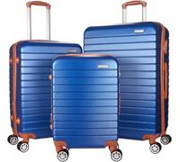 BRUBAKER Set de Maletas Paris - Juego de Viaje de 3 Piezas con Equipaje de Mano - Maletas Rígidas con Cerradura de Combinación, 4 Ruedas y Asas Cómodas - Trolley de ABS (M, L, XL - Azul Marrón)