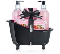 Brubaker Set de Regalo de Baño Coco Fresa con Decoración Bañera Negro 9 Piezas