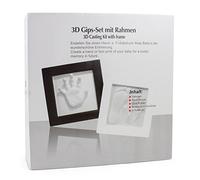 BRUBAKER Set de regalo para bebé con huella de mano o pie con marco de 23,5 x 23,5 cm, color blanco