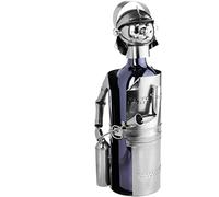 BRUBAKER Soporte de botella de vino bombero de metal con tarjeta de felicitación