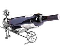 BRUBAKER Soporte de botella de vino carretilla de metal con tarjeta de felicitación